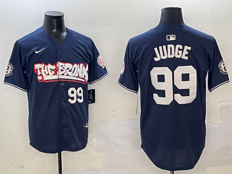 Men New York Yankees 99 Judge Drak Blue four generations Joint Name 2025 Nike MLB Jersey style 4
